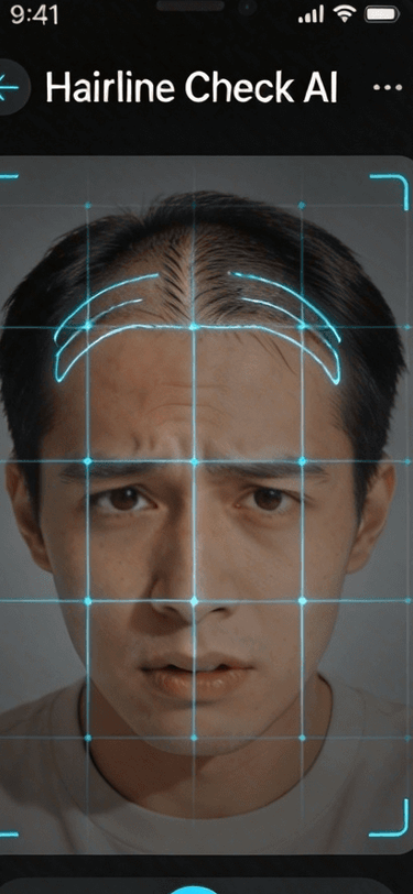 Camera screen guiding you to scan your hairline